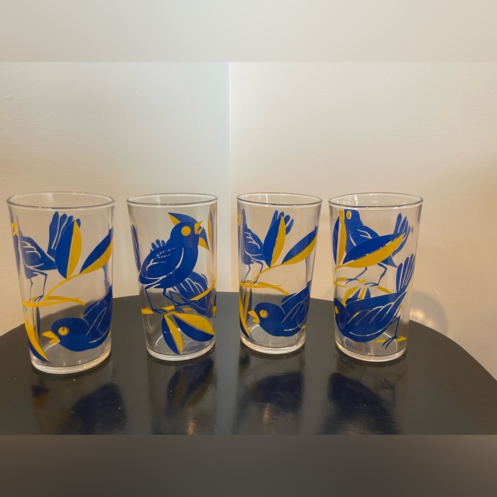 Bluebird West Virginia Specialty Vintage Mid Century Highball Glasses set of 4